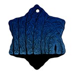 Forest Tree Night Blue Black Man Ornament (Snowflake) Front