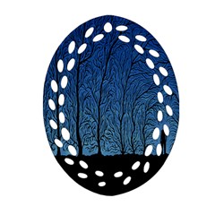 Forest Tree Night Blue Black Man Ornament (oval Filigree)