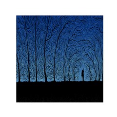 Forest Tree Night Blue Black Man Small Satin Scarf (square)