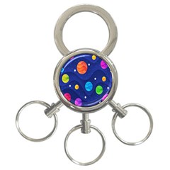 Planet Space Moon Galaxy Sky Blue Polka 3-ring Key Chains by Mariart