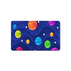 Planet Space Moon Galaxy Sky Blue Polka Magnet (name Card) by Mariart