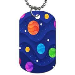 Planet Space Moon Galaxy Sky Blue Polka Dog Tag (one Side) by Mariart