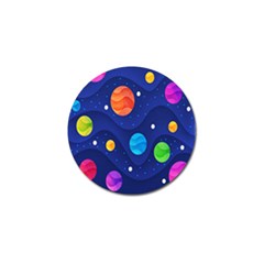 Planet Space Moon Galaxy Sky Blue Polka Golf Ball Marker (4 Pack) by Mariart