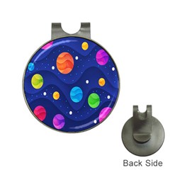 Planet Space Moon Galaxy Sky Blue Polka Hat Clips With Golf Markers by Mariart