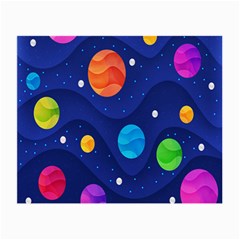 Planet Space Moon Galaxy Sky Blue Polka Small Glasses Cloth by Mariart