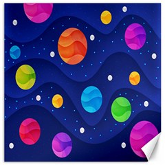 Planet Space Moon Galaxy Sky Blue Polka Canvas 16  X 16  