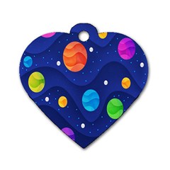 Planet Space Moon Galaxy Sky Blue Polka Dog Tag Heart (two Sides) by Mariart