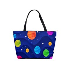 Planet Space Moon Galaxy Sky Blue Polka Shoulder Handbags