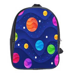 Planet Space Moon Galaxy Sky Blue Polka School Bag (large)