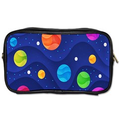 Planet Space Moon Galaxy Sky Blue Polka Toiletries Bags by Mariart