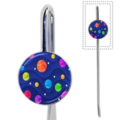 Planet Space Moon Galaxy Sky Blue Polka Book Mark by Mariart