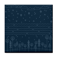 Rain Hill Tree Waves Sky Water Tile Coasters by Mariart