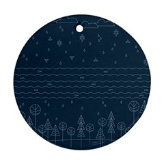 Rain Hill Tree Waves Sky Water Ornament (round)