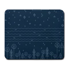 Rain Hill Tree Waves Sky Water Large Mousepads by Mariart