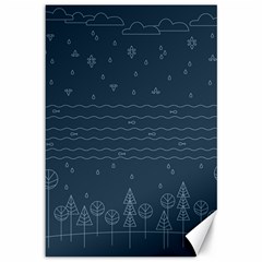 Rain Hill Tree Waves Sky Water Canvas 12  X 18  