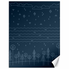 Rain Hill Tree Waves Sky Water Canvas 18  X 24   by Mariart