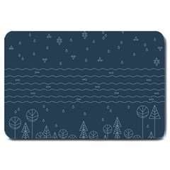 Rain Hill Tree Waves Sky Water Large Doormat  by Mariart