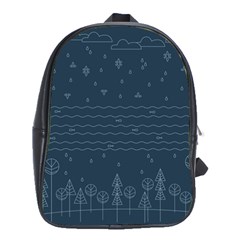 Rain Hill Tree Waves Sky Water School Bag (large) by Mariart
