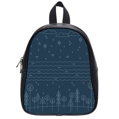 Rain Hill Tree Waves Sky Water School Bag (small)