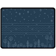 Rain Hill Tree Waves Sky Water Fleece Blanket (large)  by Mariart