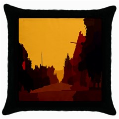 Road Trees Stop Light Richmond Ace Throw Pillow Case (black) by Mariart