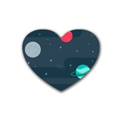 Space Pelanet Galaxy Comet Star Sky Blue Rubber Coaster (heart)  by Mariart