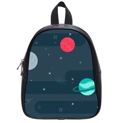 Space Pelanet Galaxy Comet Star Sky Blue School Bag (small) by Mariart