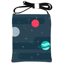 Space Pelanet Galaxy Comet Star Sky Blue Shoulder Sling Bags by Mariart