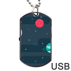 Space Pelanet Galaxy Comet Star Sky Blue Dog Tag Usb Flash (two Sides) by Mariart