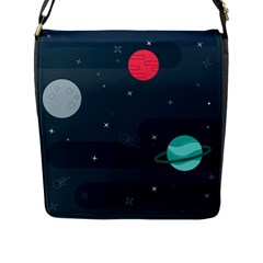 Space Pelanet Galaxy Comet Star Sky Blue Flap Messenger Bag (l) 