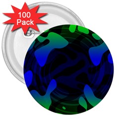 Spectrum Sputnik Space Blue Green 3  Buttons (100 Pack) 