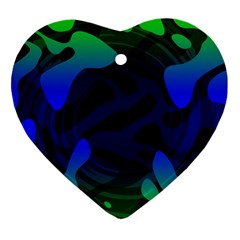 Spectrum Sputnik Space Blue Green Heart Ornament (two Sides) by Mariart