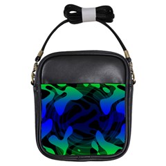 Spectrum Sputnik Space Blue Green Girls Sling Bags by Mariart