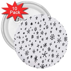 Star Doodle 3  Buttons (10 Pack) 