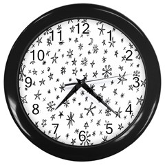 Star Doodle Wall Clocks (black)