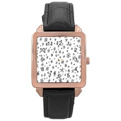 Star Doodle Rose Gold Leather Watch 