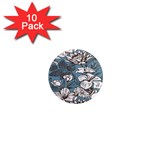 Star Flower Grey Blue Beauty Sexy 1  Mini Magnet (10 pack)  Front