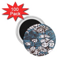 Star Flower Grey Blue Beauty Sexy 1 75  Magnets (100 Pack) 