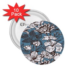 Star Flower Grey Blue Beauty Sexy 2 25  Buttons (10 Pack) 
