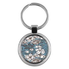 Star Flower Grey Blue Beauty Sexy Key Chains (round) 