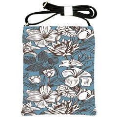 Star Flower Grey Blue Beauty Sexy Shoulder Sling Bags by Mariart