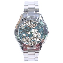 Star Flower Grey Blue Beauty Sexy Stainless Steel Analogue Watch