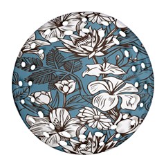 Star Flower Grey Blue Beauty Sexy Ornament (round Filigree) by Mariart