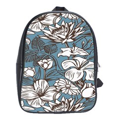 Star Flower Grey Blue Beauty Sexy School Bag (xl)
