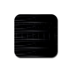 Stripes Black White Minimalist Line Rubber Square Coaster (4 Pack)  by Mariart