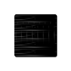 Stripes Black White Minimalist Line Square Magnet