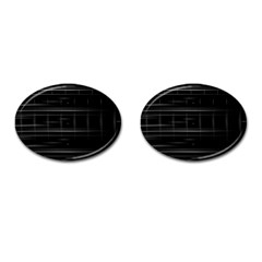 Stripes Black White Minimalist Line Cufflinks (oval)