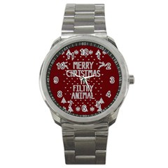 Ugly Christmas Sweater Sport Metal Watch by Valentinaart