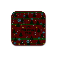 Ugly Christmas Sweater Rubber Square Coaster (4 pack) 