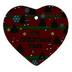 Ugly Christmas Sweater Heart Ornament (Two Sides) Front